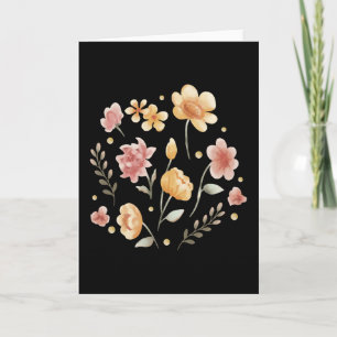 Bloemige bloemen en bladeren aquarel kaart