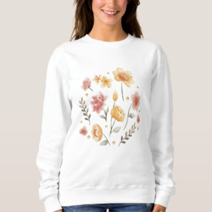 Bloemige bloemen en bladeren waterverf trui