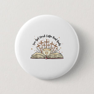 Bloemige Bloemen Liefde God Drink Koffie Lees Boek Ronde Button 5,7 Cm