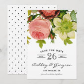Bloemige Bloemen Save the Date Aankondiging III (Voorkant / Achterkant)