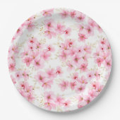 Bloemige Bloesem Print  Papieren Bordje (Voorkant)