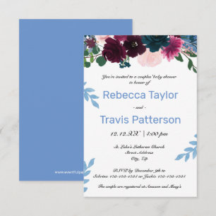 Bloemige Bloesems Blauw - 3x5 Couples' Baby Shower Kaart