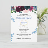 Bloemige bloesems blauw verticaal - vrijgezellenfe kaart (Staand voorkant)