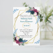 Bloemige Bloesems Mod Teal V-3x5Koppels Bruiloft S Kaart (Staand voorkant)