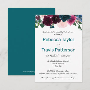 Bloemige Bloesems Turquoise - 3x5 Couples' Baby Sh Kaart