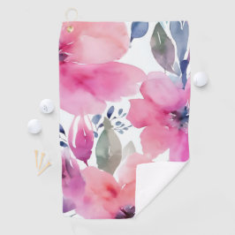 Bloemige Bloesems | Waterverf Roze Bloemen Geschil Golfhanddoek