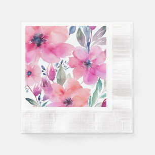 Bloemige Bloesems Waterverf Roze Bloemen Geschil Servet