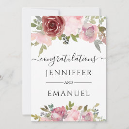 bloemige blos aangepaste naam trouw felicitaties kaart