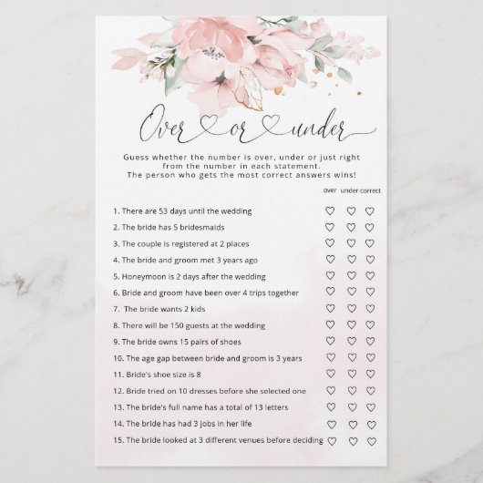 Bloemige blos boven of onder bruidsdouche spel (Voorkant)