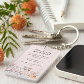 Bloemige Blos Roze Herdenkingsgebed Sleutelhanger (Voorkant Rechts)