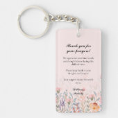 Bloemige Blos Roze Herdenkingsgebed Sleutelhanger (Voorkant)