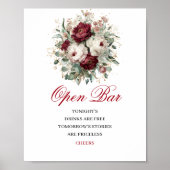 Bloemige Blush Bourgondië Open Bar 8x10 Bord Poster (Voorkant)