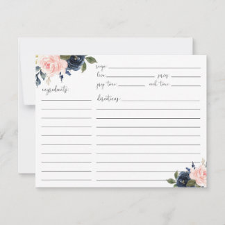 Bloemige Blush en Navy Receptkaart RSVP Kaartje