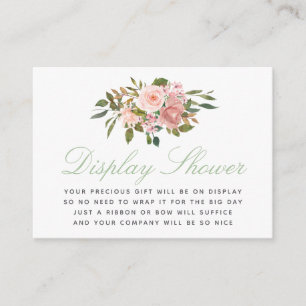 Bloemige Blush en Salie Baby Shower Display Shower Informatiekaartje