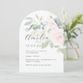 Bloemige Blush Moderne Boog Verlovingsfeest Kaart (Staand voorkant)