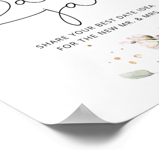 Bloemige blush navy date night ideeën. Date jar Poster (Hoek)