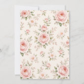 Bloemige Blush Roze Coquette Strik Bruiloftsborrel Kaart (Achterkant)