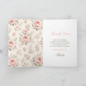 Bloemige Blush Roze Coquette Strik Bruiloftsfeest Bedankkaart (Binnen)