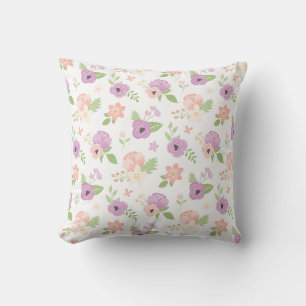 Bloemige Blush Roze Paarse Bloei Groenelementen Kussen