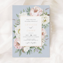 Bloemige Blush Witte Pioen Elegante Roze Folie Bru