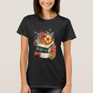 Bloemige Boek Stapel Lezen Boek  Oude Boeken Bloem T-shirt