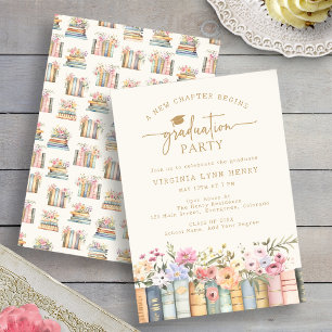 Bloemige Boeken Afstudeerfeest Kaart