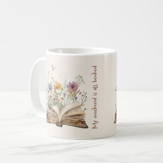 Bloemige Boekenliefhebber Koffiemok (Voorkant links)