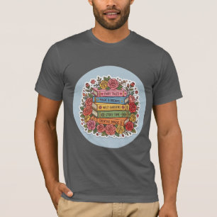 Bloemige Boekenwurm T-Shirt Schattig Lezen & Dru