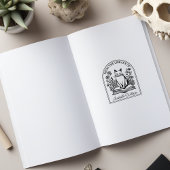 Bloemige Boekminnende Kat, Aangepaste Boekenlegger Rubberstempel
