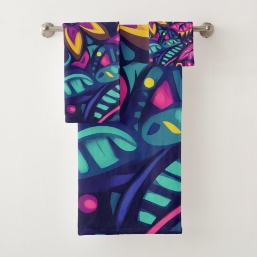 Bloemige Boho Abstract kleurrijk 17 Bad Handdoek (Insitu)