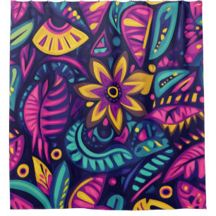 Bloemige Boho Abstract kleurrijk 17 Douchegordijn