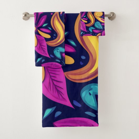Bloemige Boho Abstract kleurrijk 1 Bad Handdoek (Insitu)