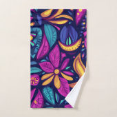 Bloemige Boho Abstract kleurrijk 1 Bad Handdoek (Handdoek)
