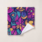 Bloemige Boho Abstract kleurrijk 1 Bad Handdoek (Wasdoekje)