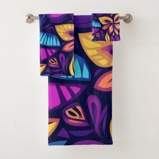 Bloemige Boho Abstract kleurrijk 2 Bad Handdoek (Insitu)