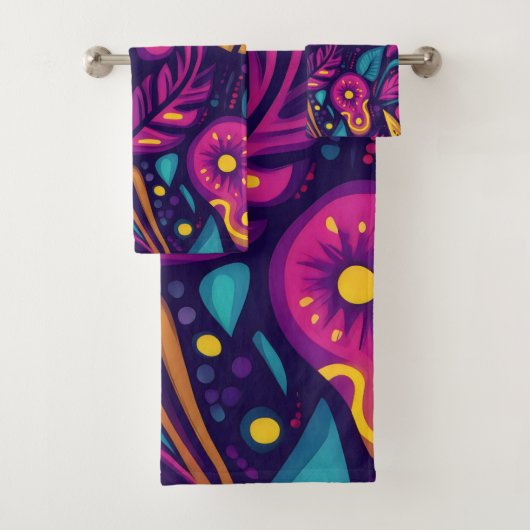 Bloemige Boho Abstract kleurrijk 5 Bad Handdoek (Insitu)