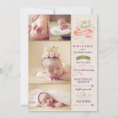 Bloemige Boho Baby Meisje Geboorte Aankondigingska Aankondiging (Achterkant)