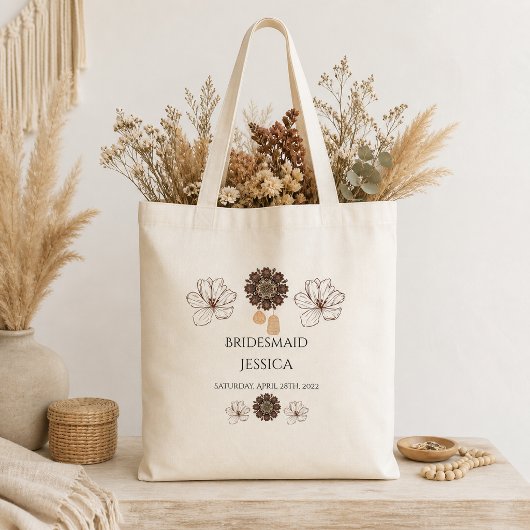 Bloemige Boho Bruidsmeisje Trouw Tote Tas