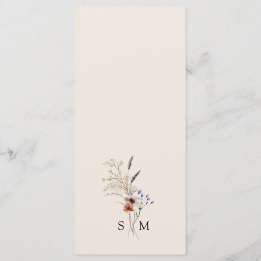 Bloemige Boho Bruiloft Menu (Achterkant)