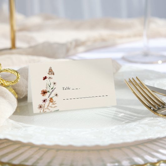 Bloemige Boho Bruiloft Plaatskaartje