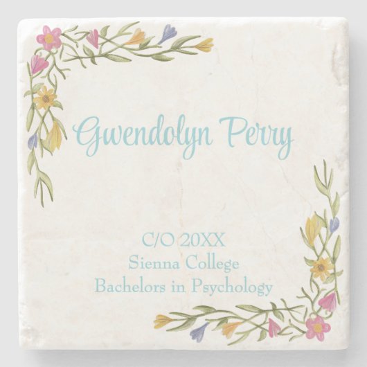 Bloemige Boho College Afstudeerfeest Stenen Onderzetter (Voorkant)