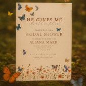 Bloemige Boho Hij Geeft Me Vlinders Bruidsfeest Kaart