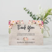 Bloemige Boho Landelijke Baby Shower Dankkaart Kaart (Staand voorkant)