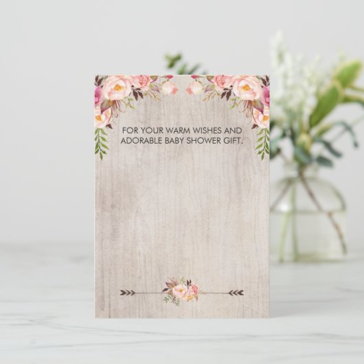 Bloemige Boho Landelijke Baby Shower Dankkaart mei Kaart (Staand voorkant)