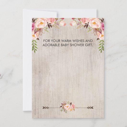 Bloemige Boho Landelijke Baby Shower Dankkaart mei Kaart (Voorkant)