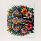 Bloemige Boho Olifant Legpuzzel (Verticaal)