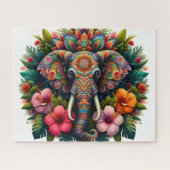 Bloemige Boho Olifant Legpuzzel (Horizontaal)