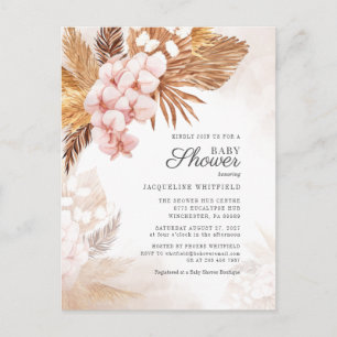 Bloemige Boho Pampas Gras Baby Shower Terracotta Uitnodiging Briefkaart