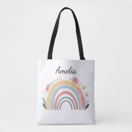 Bloemige Boho Regenboog All-Over Print Tote Tas