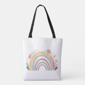 Bloemige Boho Regenboog All-Over Print Tote Tas (Achterkant)